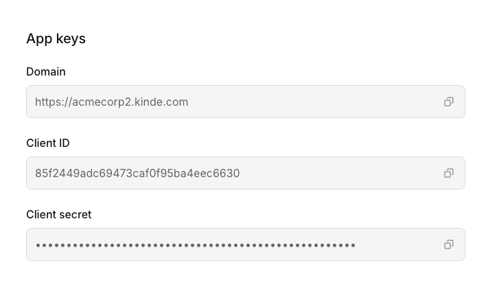 Kinde App Keys