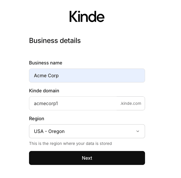Kinde Business Details