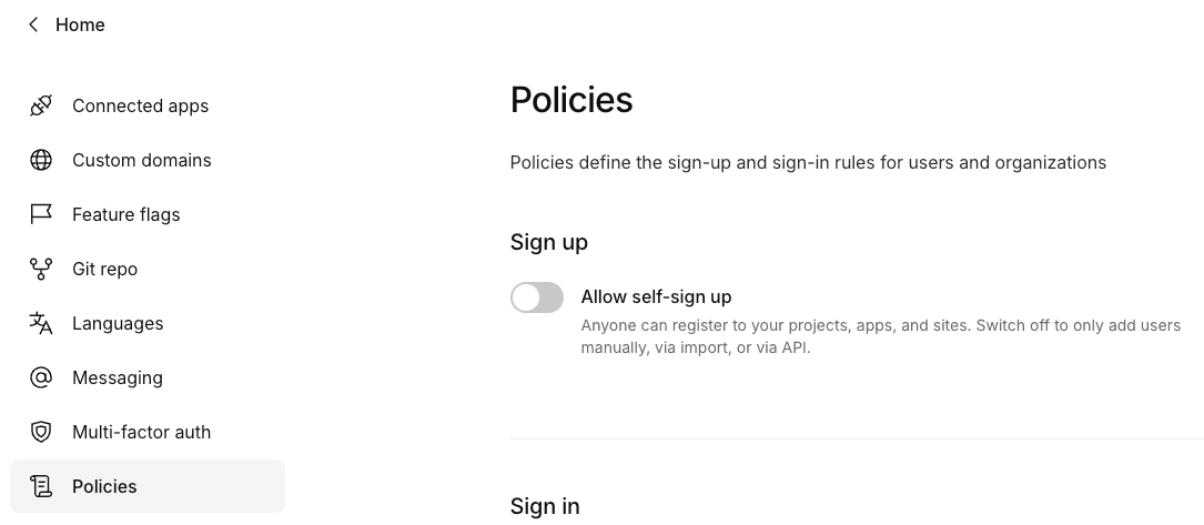 Disable Self-Sign Up
