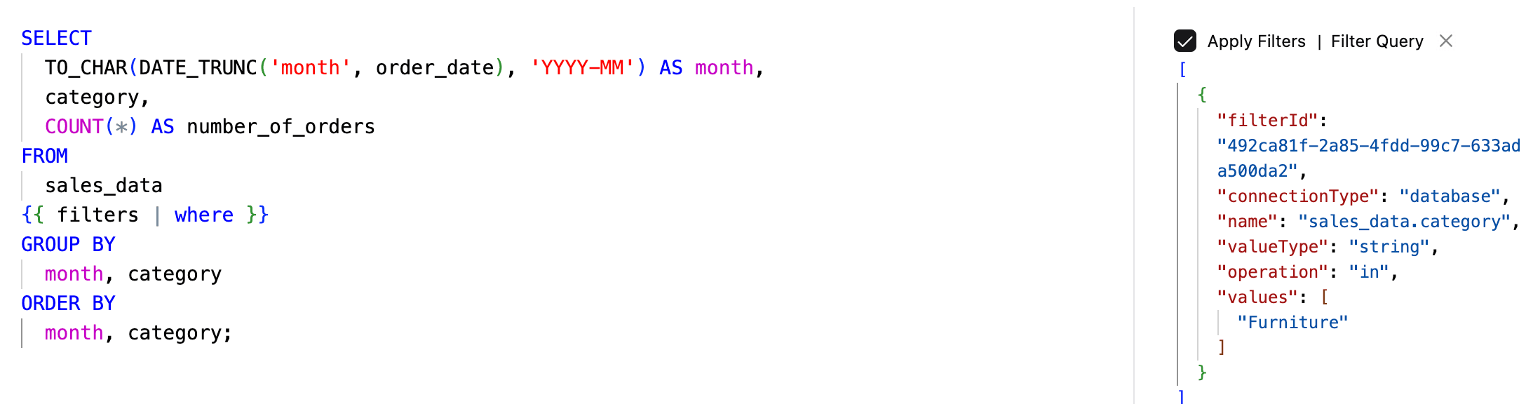 Copy filter values from the dashboard console